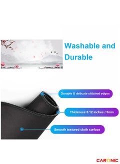 CARONIC Extended Gaming Mouse Pad with Stitched Edges Durable Non-Slip Natural Rubber Base  Waterproof Computer Keyboard Pad Mat For Esports Pros Gamer Desktop Office Classical  - Image 4