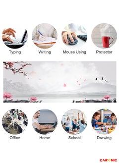 CARONIC Extended Gaming Mouse Pad with Stitched Edges Durable Non-Slip Natural Rubber Base  Waterproof Computer Keyboard Pad Mat For Esports Pros Gamer Desktop Office Classical  - Image 2