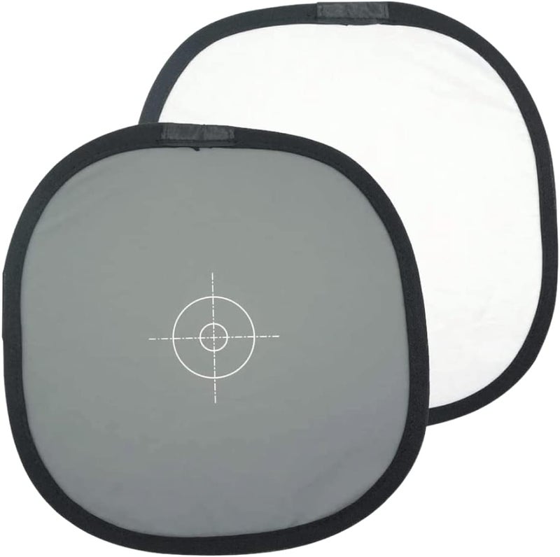 FotoTech Double-Sided 18% Gray Card and White Balance Disc, Gray and Neutral White Panel with Nylon Bag and Cable Tie, Collapsible Reference Reflector Focus Board for Camera Photography (12"/30cm) - Image 1