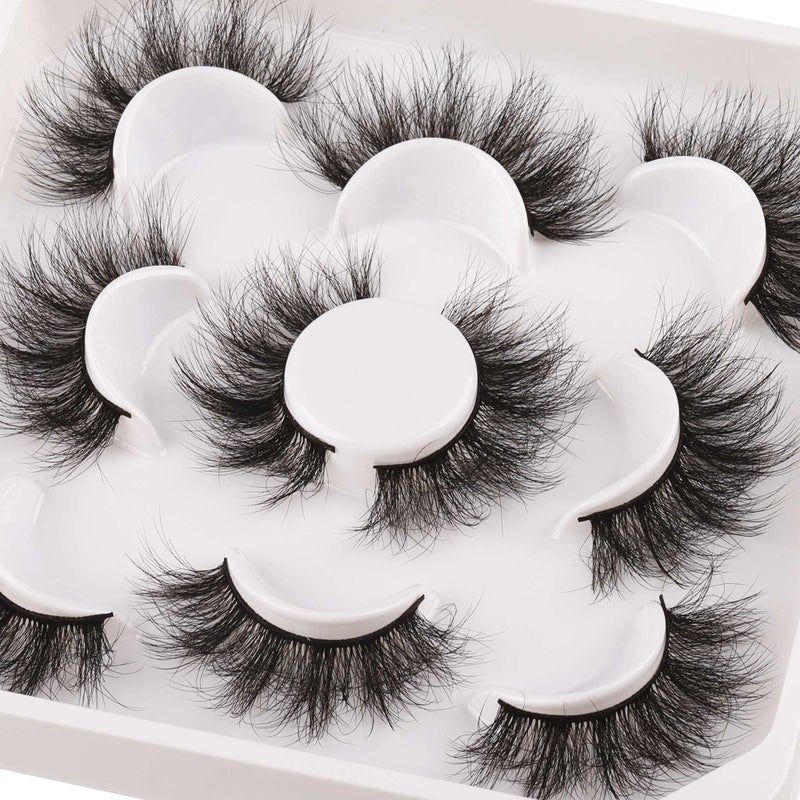 JIMIRE Flare Mink Lashes Fluffy Wispy False Lashes Pack Fluttery 10D Multi-dimensional Volume False Eyelashes 5 Pairs - Image 1