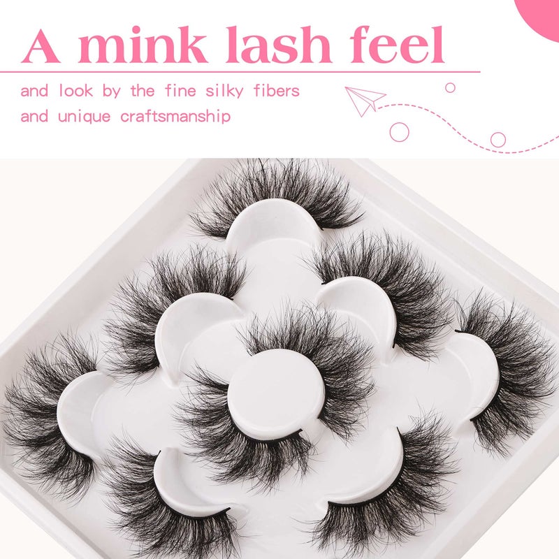 JIMIRE Flare Mink Lashes Fluffy Wispy False Lashes Pack Fluttery 10D Multi-dimensional Volume False Eyelashes 5 Pairs - Image 2
