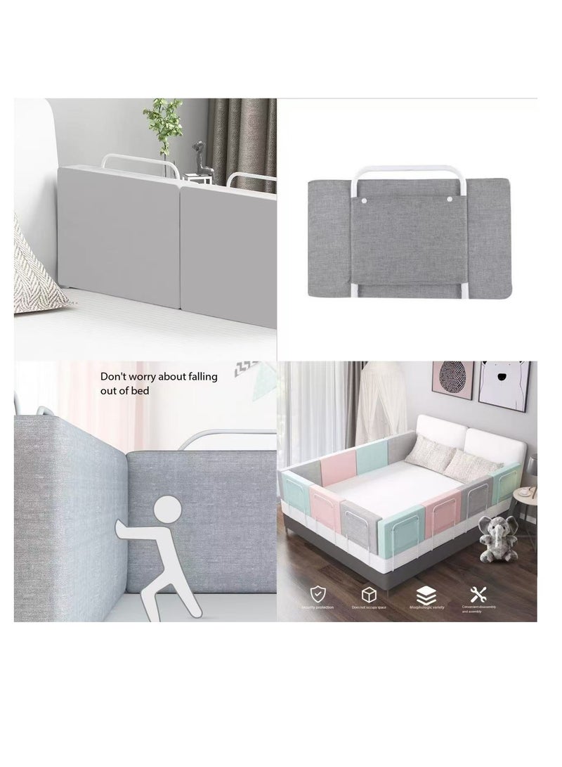 Foldable Crib Bed Rail, free combination bed barrier, children's bed safety barrier protection, upgraded reinforced safety bed fence anti-fall protector, crib guardrail, height adjustable universal bed children's bed guardrail (2-pack gray) - Image 1