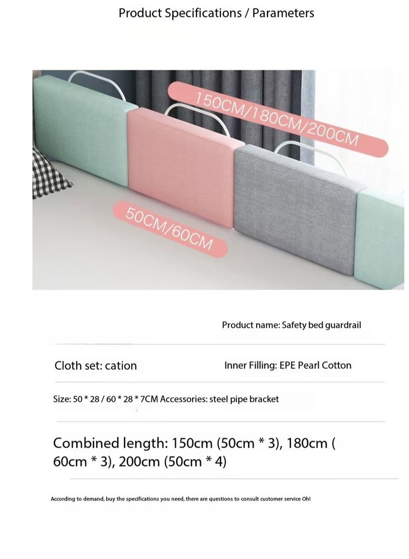 Foldable Crib Bed Rail, free combination bed barrier, children's bed safety barrier protection, upgraded reinforced safety bed fence anti-fall protector, crib guardrail, height adjustable universal bed children's bed guardrail (2-pack gray) - Image 3