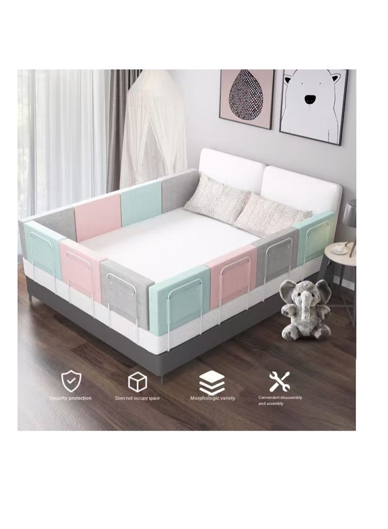 Foldable Crib Bed Rail, free combination bed barrier, children's bed safety barrier protection, upgraded reinforced safety bed fence anti-fall protector, crib guardrail, height adjustable universal bed children's bed guardrail (2-pack gray) - Image 4