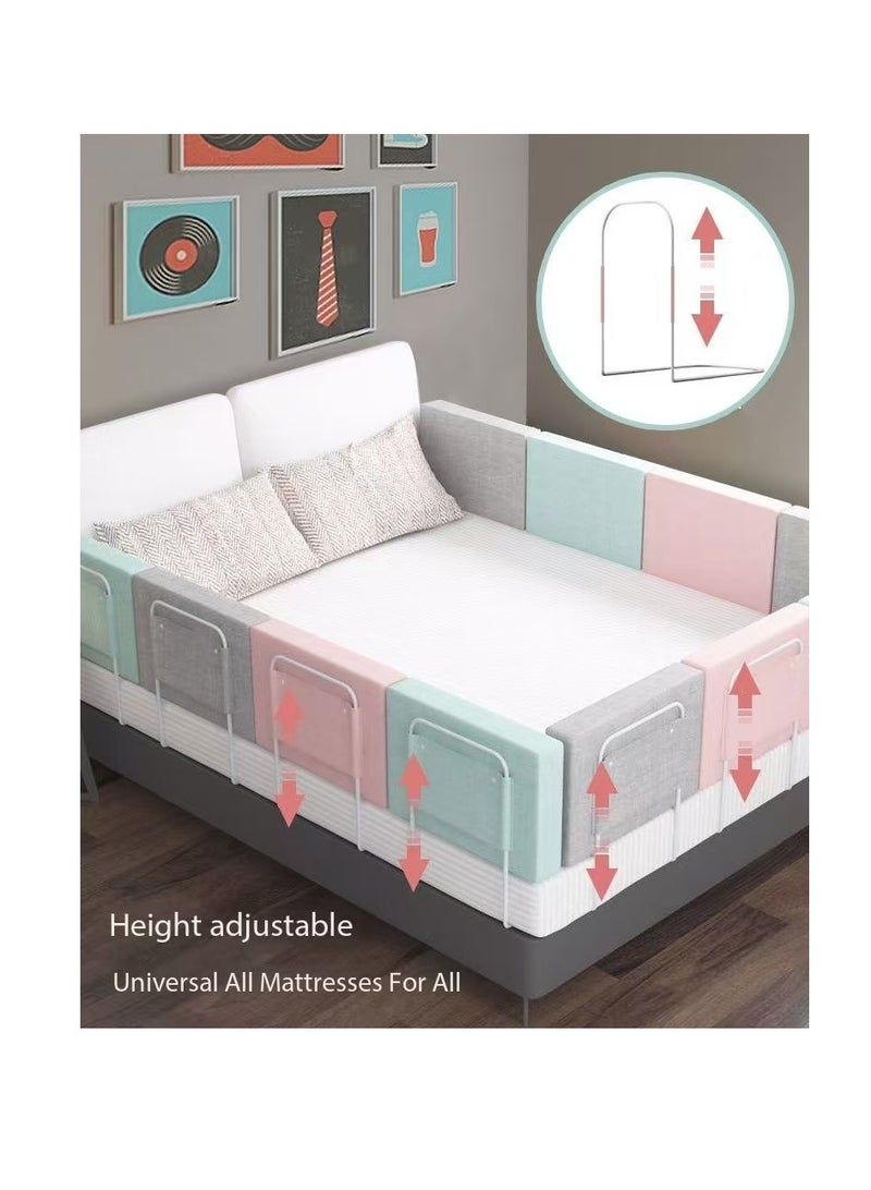 Foldable Crib Bed Rail, free combination bed barrier, children's bed safety barrier protection, upgraded reinforced safety bed fence anti-fall protector, crib guardrail, height adjustable universal bed children's bed guardrail (2-pack gray) - Image 5