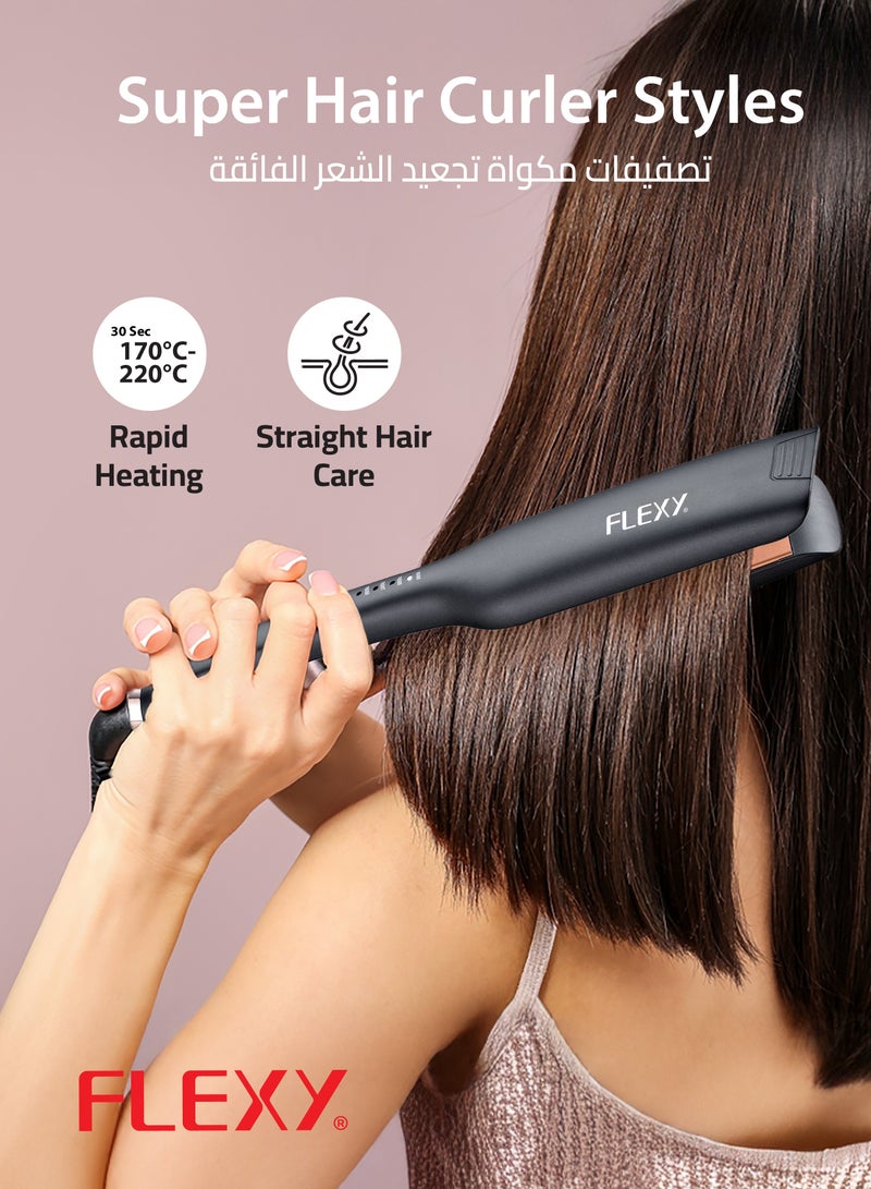 Flexy Hair Dryer & Straightener Set, 2000W Dryer with 2 Speeds, 980°F Titanium Straightener, Cool Shot, Diffuser, Portable Design, 3 Temp Settings, 2-Year Warranty.  - Image 5