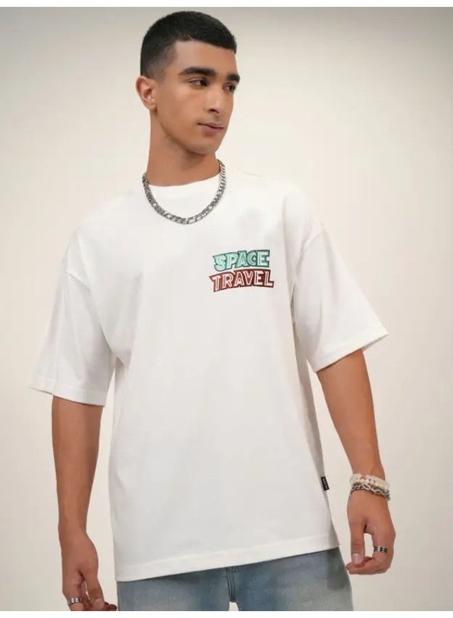 Maniac Maniac Printed Mens 3-4th sleeve Round Neck White, Green and Maroon Cotton Boxy Fit T-Shirt - Image 4