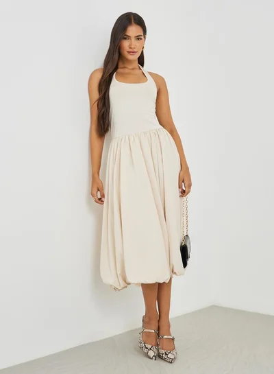 Styli Solid Sleeveless A-Line Midi Dress