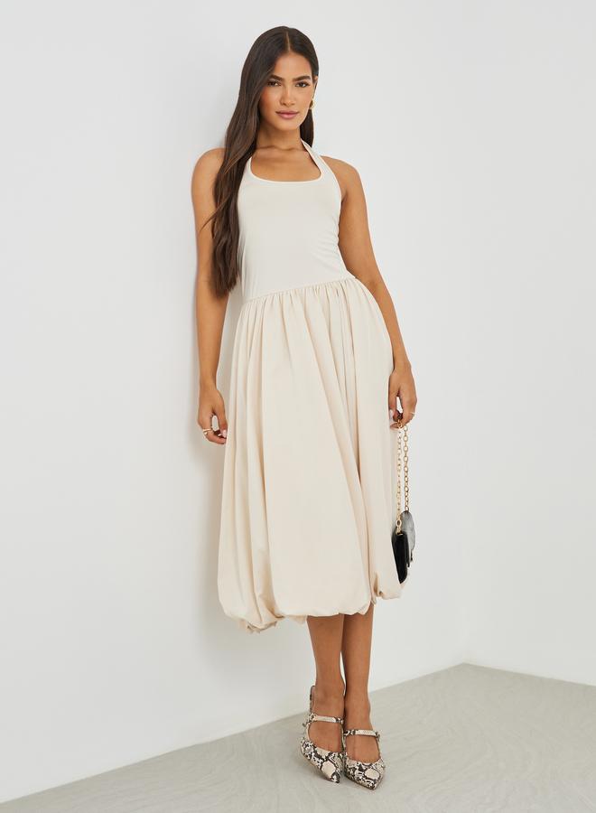 Styli Solid Sleeveless A-Line Midi Dress - Image 1