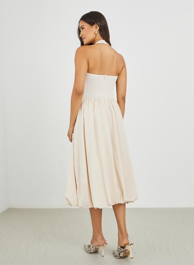 Styli Solid Sleeveless A-Line Midi Dress - Image 5