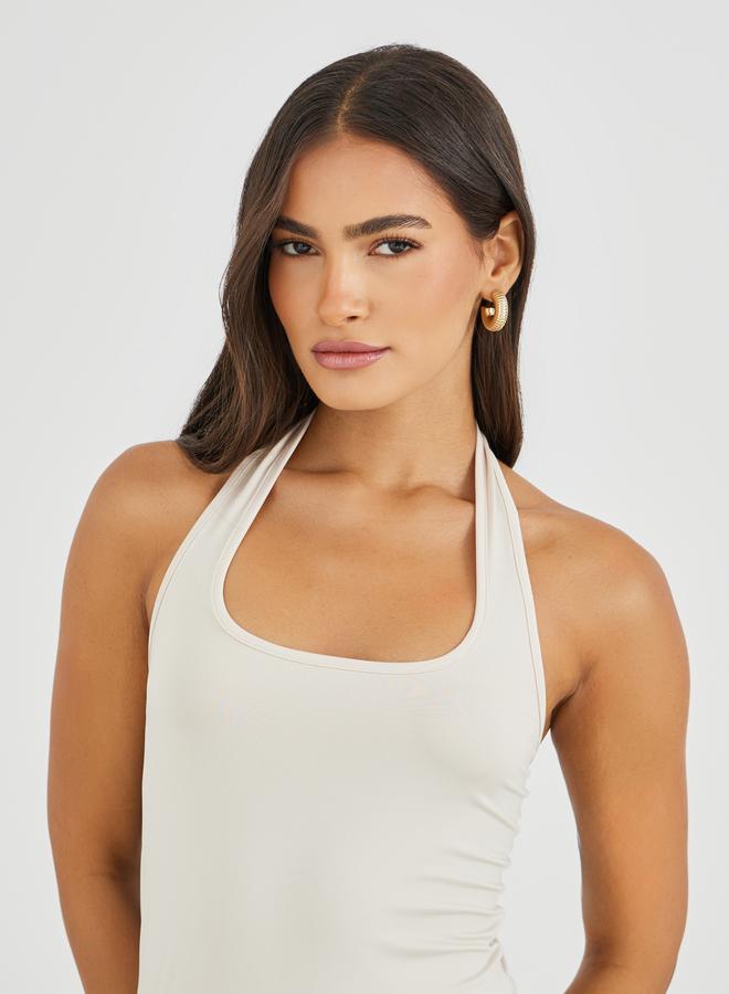 Styli Solid Sleeveless A-Line Midi Dress - Image 4