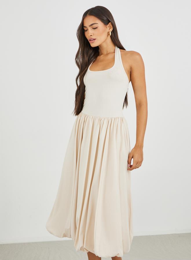 Styli Solid Sleeveless A-Line Midi Dress - Image 3