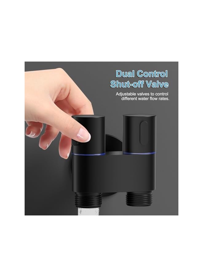 The Bros رشاش بيديت محمول للمرحاض، صمام تحكم مزدوج 1 في 2، مجموعة رشاش مرحاض مصغرة لغسل المؤخرة، ملحق دش يدوي للغسالة والمرحاض (أسود) - Image 5