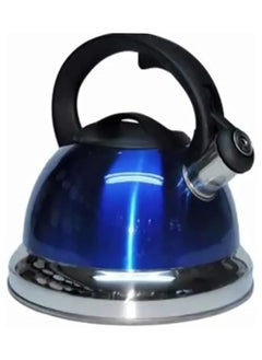 Generic Stainless teapot with whistle, capacity of 3 liters, blue color 