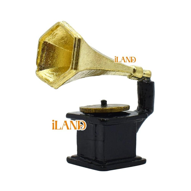 iLAND Miniature Dollhouse Accessories on 1:12 Scale, Grandfather Wall Clock and Record Player, elf Accessories - Image 3