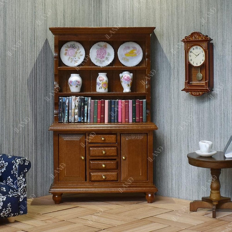 iLAND Miniature Dollhouse Accessories on 1:12 Scale, Grandfather Wall Clock and Record Player, elf Accessories - Image 5