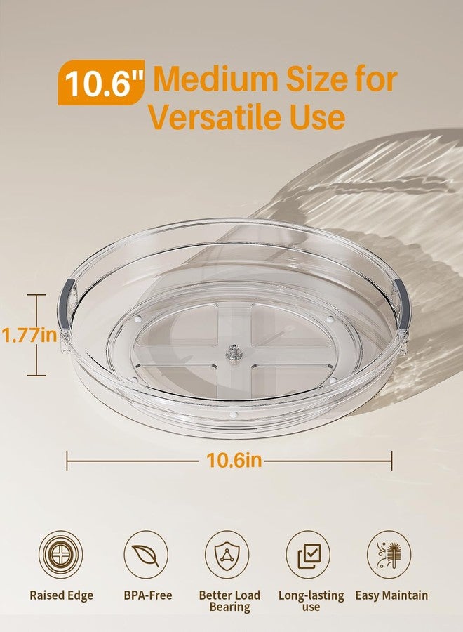 LAMU 2 Pack Lazy Susan Turntable Organizer for Cabinet Refrigerator 10.6in Kitchen Pantry Organizers and Storage, Rotating Spices Rack Organization, Bathroom Makeup Organizer, Clear - Image 2