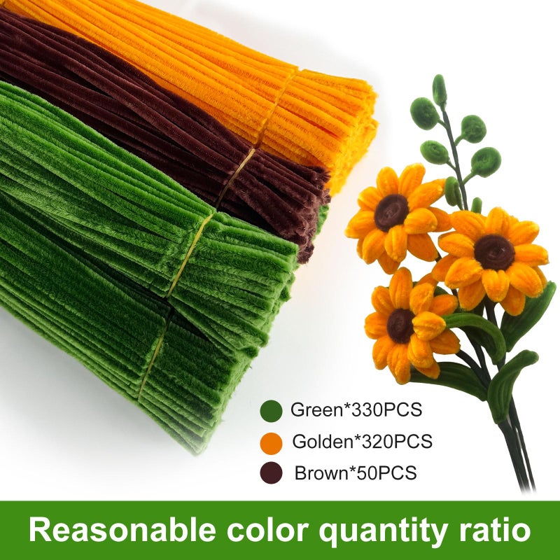 QABCYTA Pipe Cleaners,DIY Flower Bouquet Kit700pcs (Orange,Green,Brown) Sunflower Chenille Stems Kit, Flower Making Craft Materials(32Flowers),Art and Craft Supplies - Image 5