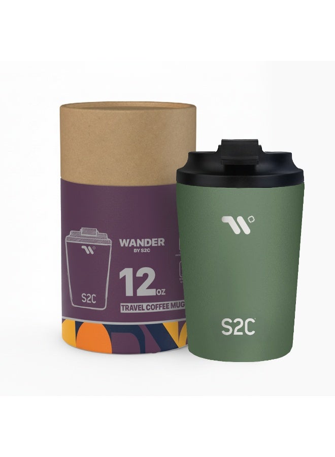 S2C WANDER Series - Premium Insulated Coffee Travel Mug with Lid, Leak Proof, BPA Free, Stainless Steel, Keeps Drinks Hot 8 Hours/Cold 12 Hours, 12oz Capacity, Perfect for Travel & Car - Image 1