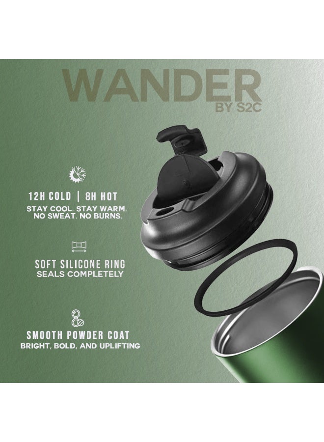 S2C WANDER Series - Premium Insulated Coffee Travel Mug with Lid, Leak Proof, BPA Free, Stainless Steel, Keeps Drinks Hot 8 Hours/Cold 12 Hours, 12oz Capacity, Perfect for Travel & Car - Image 3