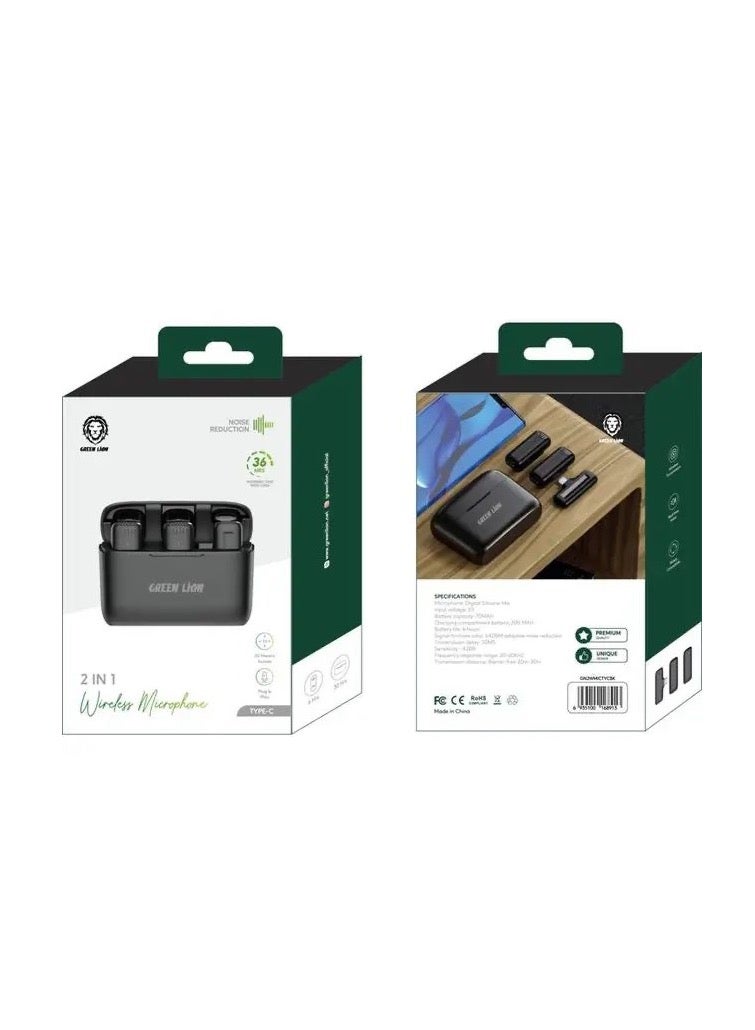 GREEN LION 2 in 1 Lion Wireless Microphone Type C Connector Black - Image 3