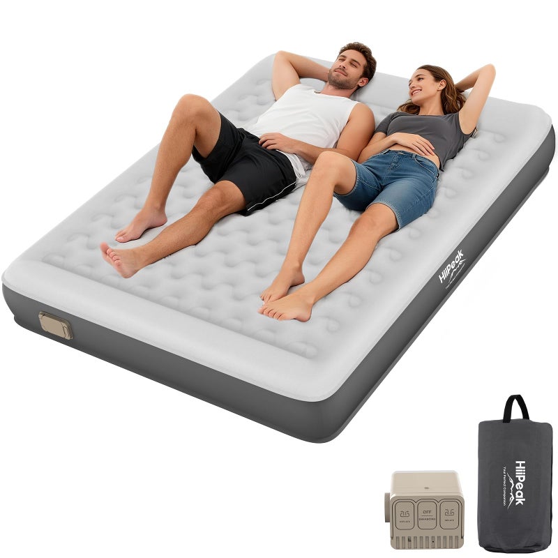 HiiPeak Queen Air Mattress Bed with Removable Multi-function Air Pump, Self Inflatable TPU ECO Blow Up Bed, All Night Stability No Lost Air, No Peculiar Smell for Camping, Home, Guests Portable Travel - Image 1