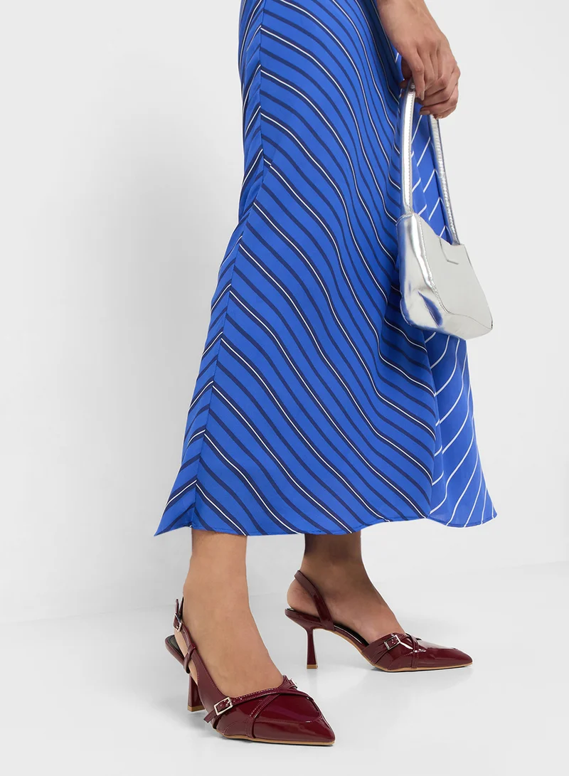 Ginger Burgundy Sling Back Heeled Pump for Women | Best Price UAE