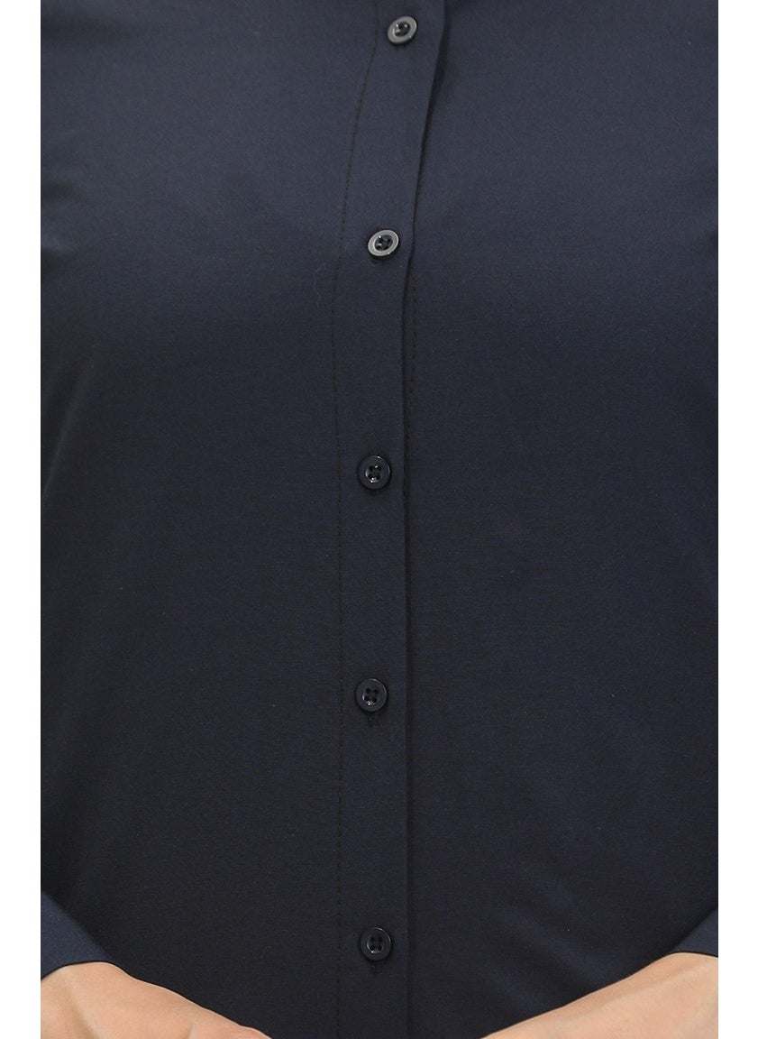 Sefa Merve Buttoned Tunic 6111-01 Navy Blue  - Image 3