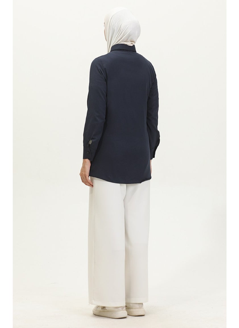 Sefa Merve Buttoned Tunic 6111-01 Navy Blue  - Image 4