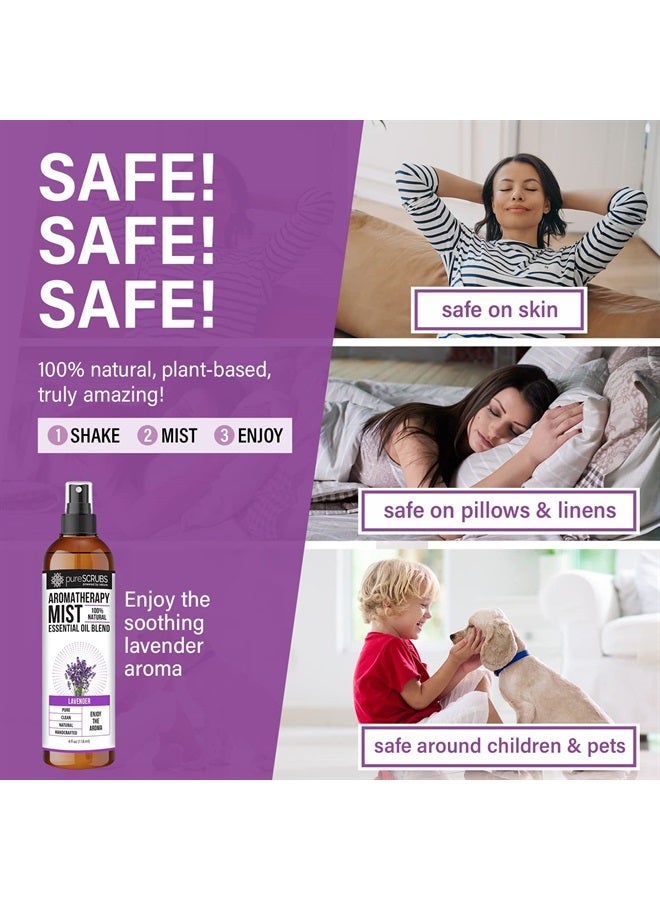 pureSCRUBS Shake, Mist & Enjoy - pureSCRUBS Premium Lavender Aromatherapy Spray Mist for Room, Body, Linens, Pillows 100% Natural Essential Oils Plant Based Formula - 4oz - Image 2
