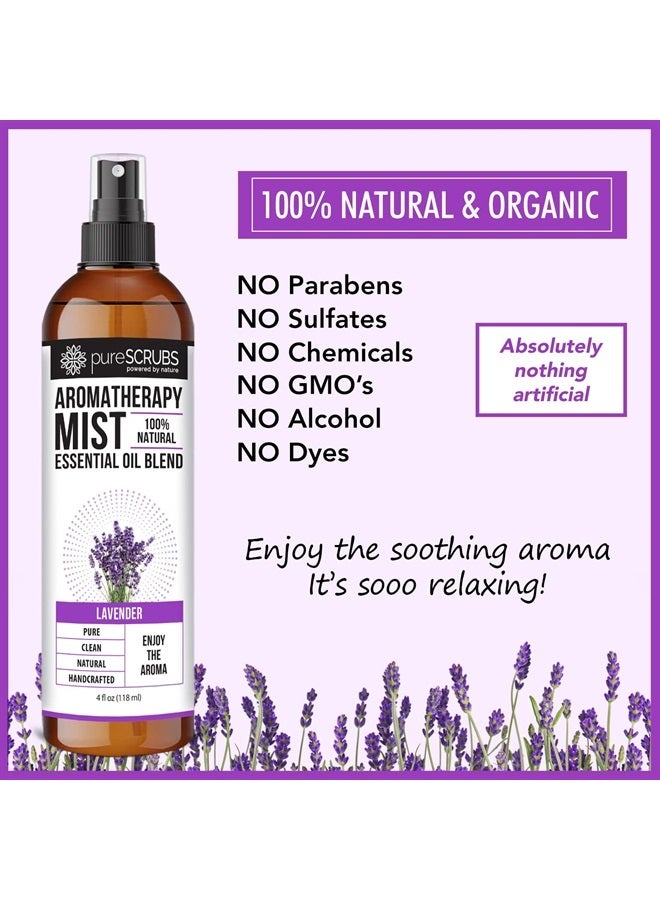 pureSCRUBS Shake, Mist & Enjoy - pureSCRUBS Premium Lavender Aromatherapy Spray Mist for Room, Body, Linens, Pillows 100% Natural Essential Oils Plant Based Formula - 4oz - Image 1