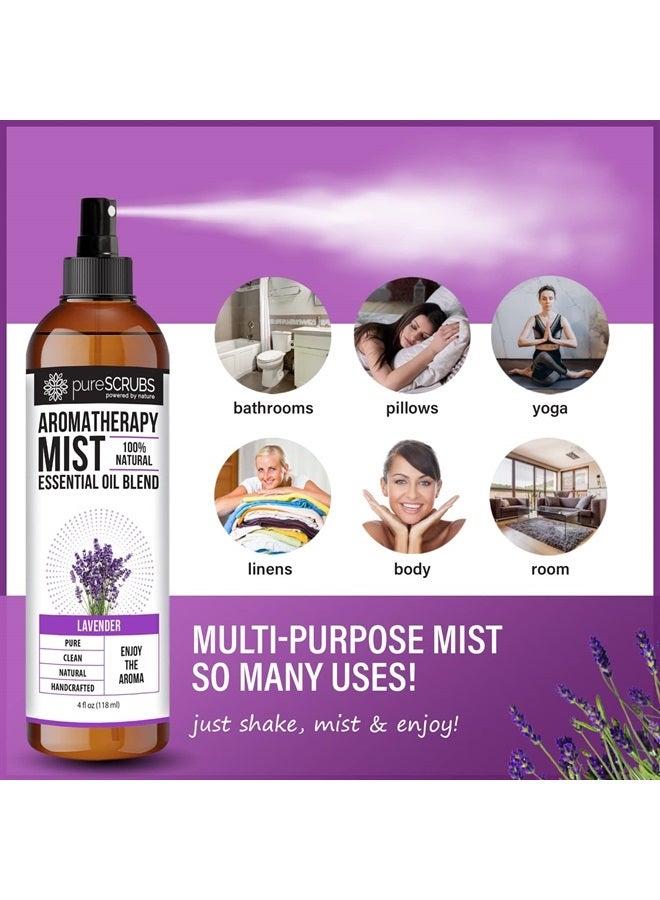 pureSCRUBS Shake, Mist & Enjoy - pureSCRUBS Premium Lavender Aromatherapy Spray Mist for Room, Body, Linens, Pillows 100% Natural Essential Oils Plant Based Formula - 4oz - Image 3