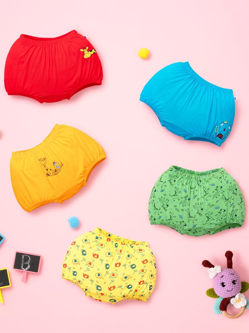superbottoms Basic™ Bloomer for Kids| Unisex, 100% Pure Cotton Innerwear | Breathable & Soft Kids Underwear | Baby Bloomers for 12m – 18m | Wonder Wild I Pack of 5 - Image 2