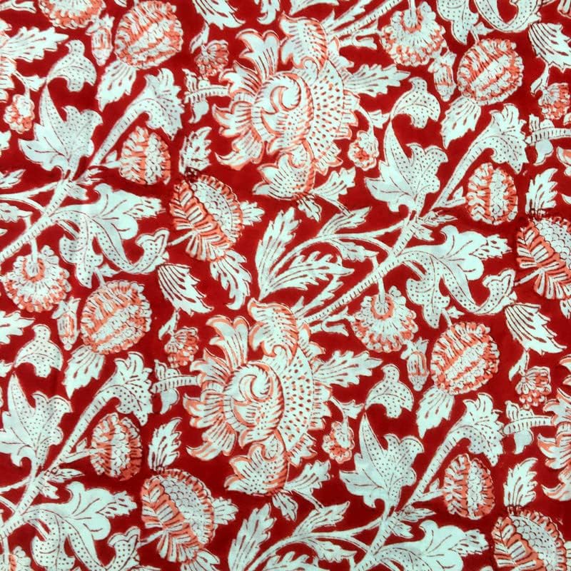 Etailor E-Tailor® Indian Ethnic 100% Cotton Voile Running Hand Block Print Natural Fabric for Dressmaking, Sewing, Crafting, Upholestry Fabric by The Yard-1 Yard-Floral-Grey (Pattern-12, 1 Yards) - Image 5