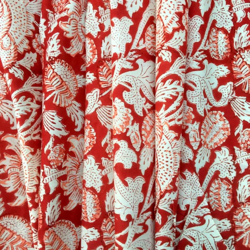 Etailor E-Tailor® Indian Ethnic 100% Cotton Voile Running Hand Block Print Natural Fabric for Dressmaking, Sewing, Crafting, Upholestry Fabric by The Yard-1 Yard-Floral-Grey (Pattern-12, 1 Yards) - Image 4