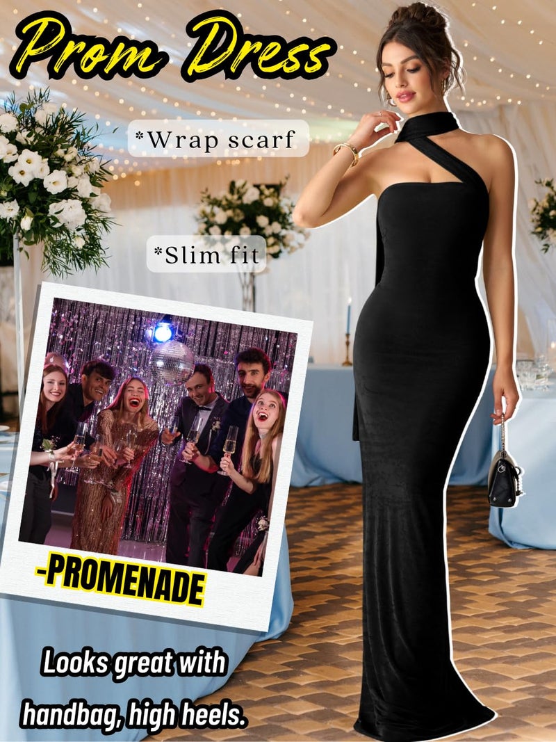 ShawGobow Strapless Dress with Scarf,Long Formal Dresses for Women,Elegant Cocktail Wedding Guest Outfits Black X-Small - Image 5