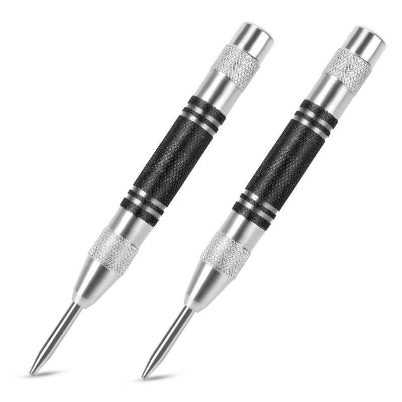 karmiero 2Pcs Heavy Duty Automatic Center Punch  5'' Premium Steel Spring Loaded Center Hole Punch  Adjustable Spring Impact Center Marker Scriber Tool For Metel  Plastics  Wood  Glass By Karmiero - Image 1