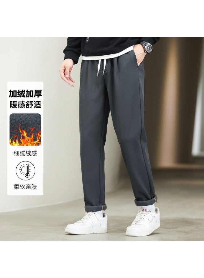 Fapai Winter Casual Pants Elastic Waist Straight Leg Versatile Fashion Trousers - Image 2