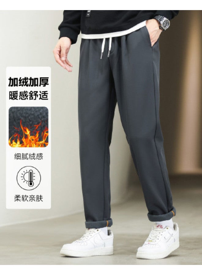 Fapai Winter Casual Pants Elastic Waist Straight Leg Versatile Fashion Trousers - Image 1