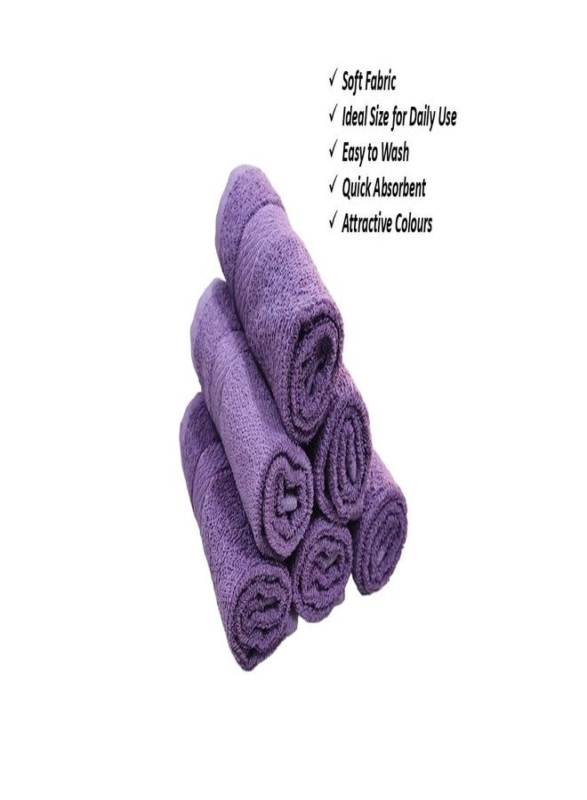 Caslino - Small Cotton Face Towels, Set of 6, Soft and Absorbent, 25 x 25 cm, 400 GSM, Towel Set for Women & Men (Purple, Pack of 6) - Image 2