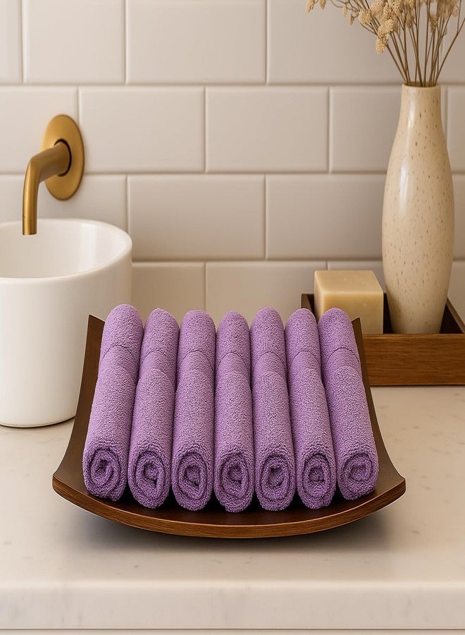 Caslino - Small Cotton Face Towels, Set of 6, Soft and Absorbent, 25 x 25 cm, 400 GSM, Towel Set for Women & Men (Purple, Pack of 6) - Image 1