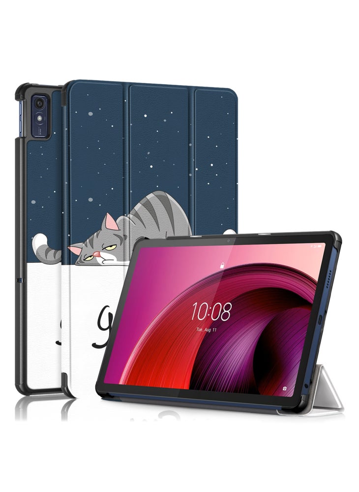 Trifold Stand Cover for Lenovo Tab M10 5G TB-360ZU,PU Leather Pattern Printing Tablet Case with Auto Sleep/Wake - Cat - Image 1