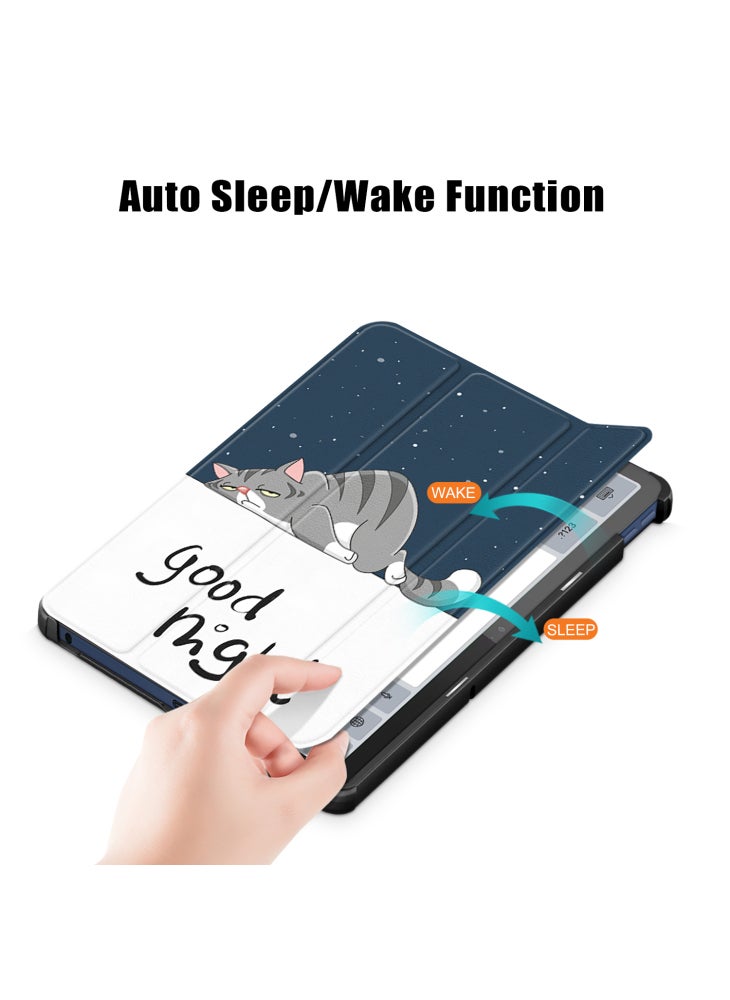 Trifold Stand Cover for Lenovo Tab M10 5G TB-360ZU,PU Leather Pattern Printing Tablet Case with Auto Sleep/Wake - Cat - Image 4