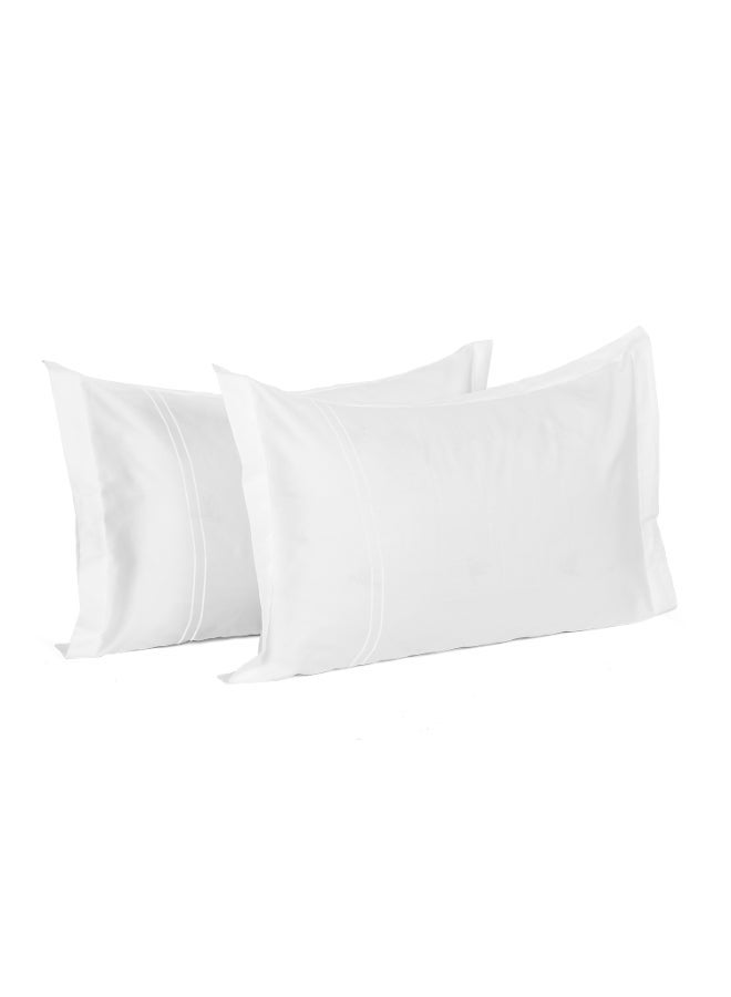 MULBERRY LIVING أغطية وسائد قطنية %  بلون أبيض، عبوة من قطعتين  ×  سم - Image 1