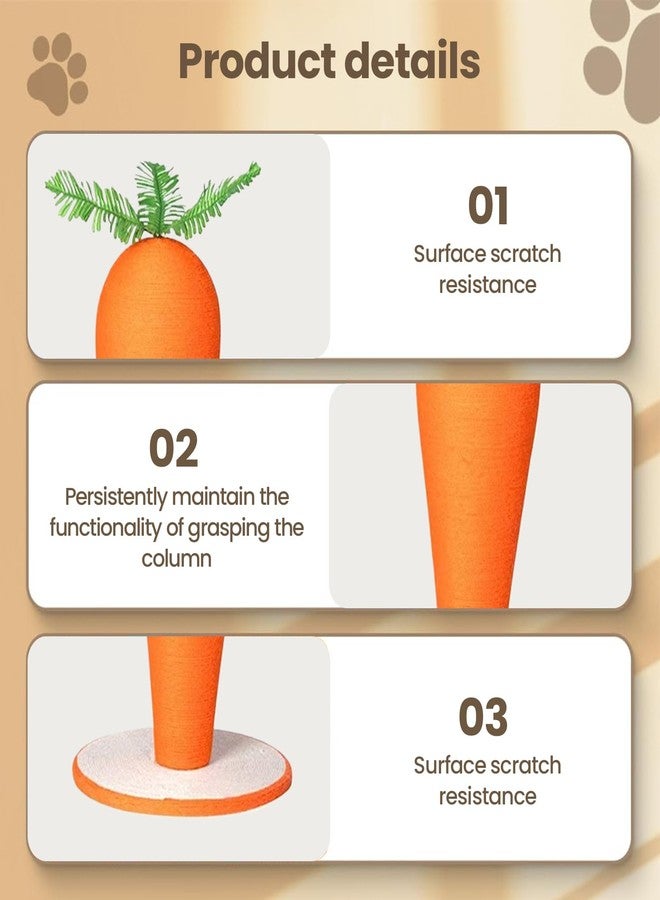Cat Scratching Post | Carrot Shape Self-Playing Cat Toy | Vertical Scratching Post,for Indoor Outdoor Home Living Room Pets Kittens Floor - Image 5