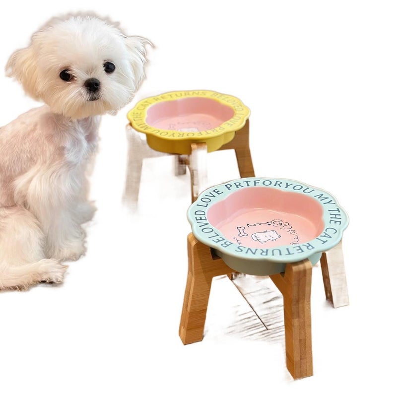 Blue Raised Cat Bowl with Raised Stand and Anti-Tip Base Feeding Bowl Pet Feeding Accessory Easy Clean Bowl Floor Mat Use Food and Water Daily Feeding Home Use for Cats and Dogs - Image 2