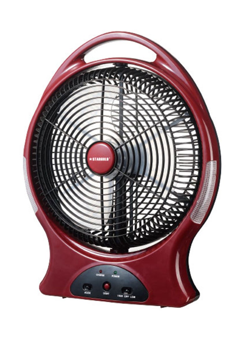 ستارجولد مروحة قابلة لإعادة الشحن 12 بوصة AC / DC تتأرجح مروحة 22 وات مع 8 قطع إضاءة LED فائقة السطوع - Image 1