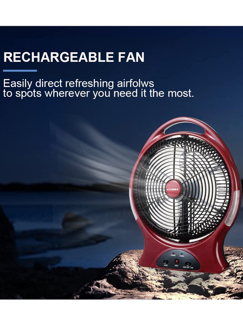 ستارجولد مروحة قابلة لإعادة الشحن 12 بوصة AC / DC تتأرجح مروحة 22 وات مع 8 قطع إضاءة LED فائقة السطوع - Image 5