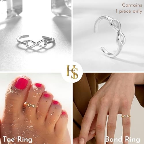 HighSpark Silver Toe Ring for Women | 92.5 Sterling Silver Hypoallergenic Adjustable Toe Rings | Minimal & Elegant Designs - Infinity - Image 5