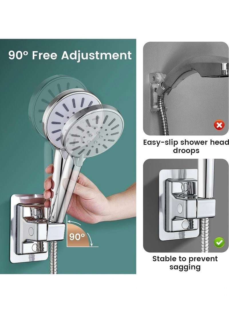 حامل رأس الدش، رأس دش عالمي من البلاستيك، حامل رأس دش محمول، حامل قابل للتعديل، مثبت على الحائط للحمام مع عصا لاصقة - Image 4